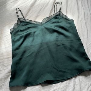 ABERCROMBIE Lace Trim Cami Tank Green